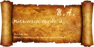 Matkovich Apród névjegykártya